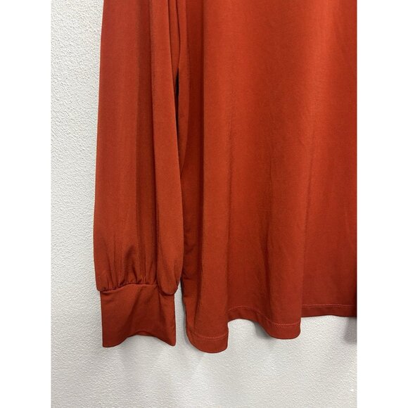 Susan Graver Womens Top Large Rust Orange Liquid Knit Office Work Basic - Picture 4 of 7